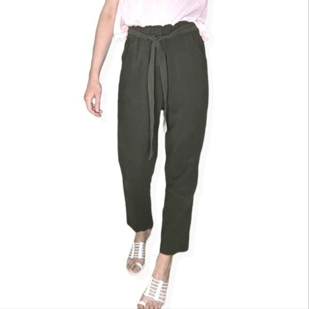 Suncoo Paris 100% linen pants with gathered high waist